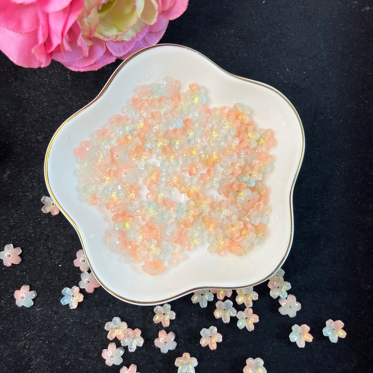 DIY GLASS SAKURA FLOWER BEADS GLASS PEARL BEADS