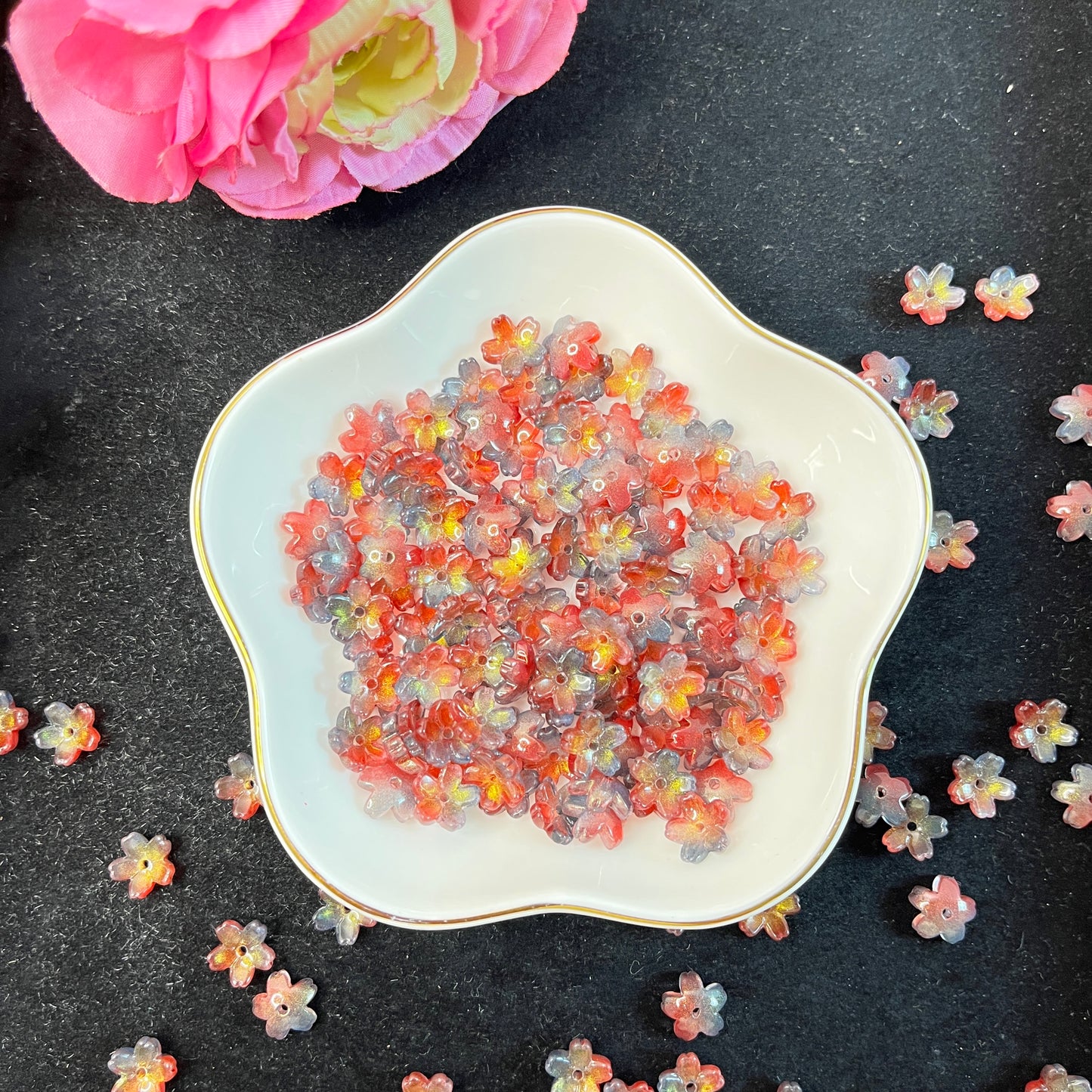 DIY GLASS SAKURA FLOWER BEADS GLASS PEARL BEADS
