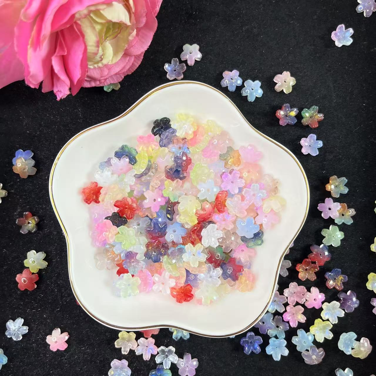 DIY GLASS SAKURA FLOWER BEADS GLASS PEARL BEADS