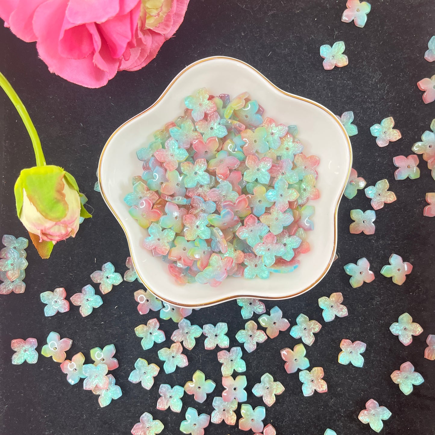 DIY GLASS SAKURA FLOWER BEADS GLASS PEARL BEADS